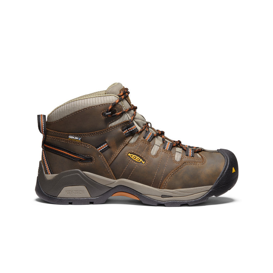 Men's Detroit XT Waterproof Boot (Soft Toe) Black Olive/Leather Brown